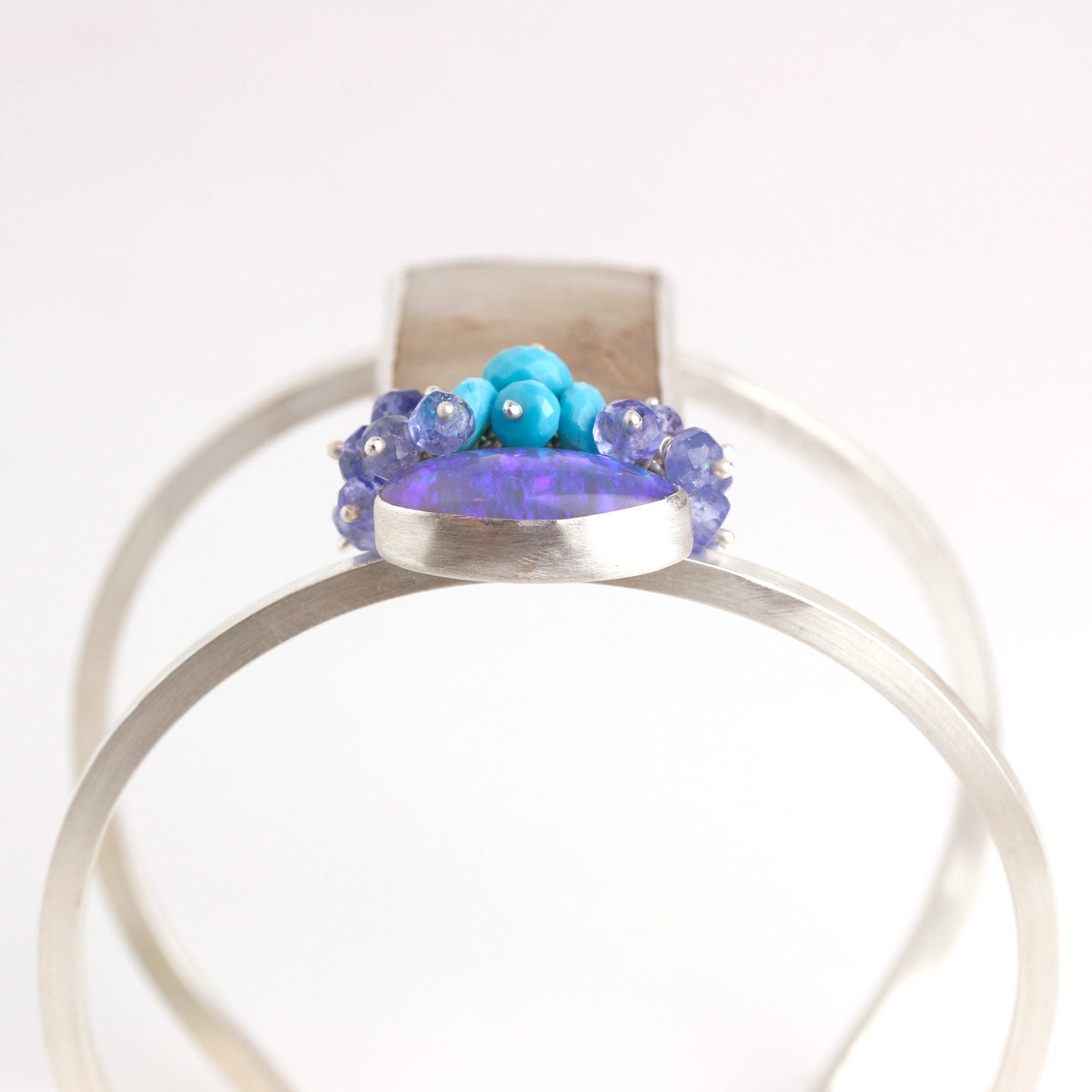 Golden Rutile & Lilac Opal Column Cuff
