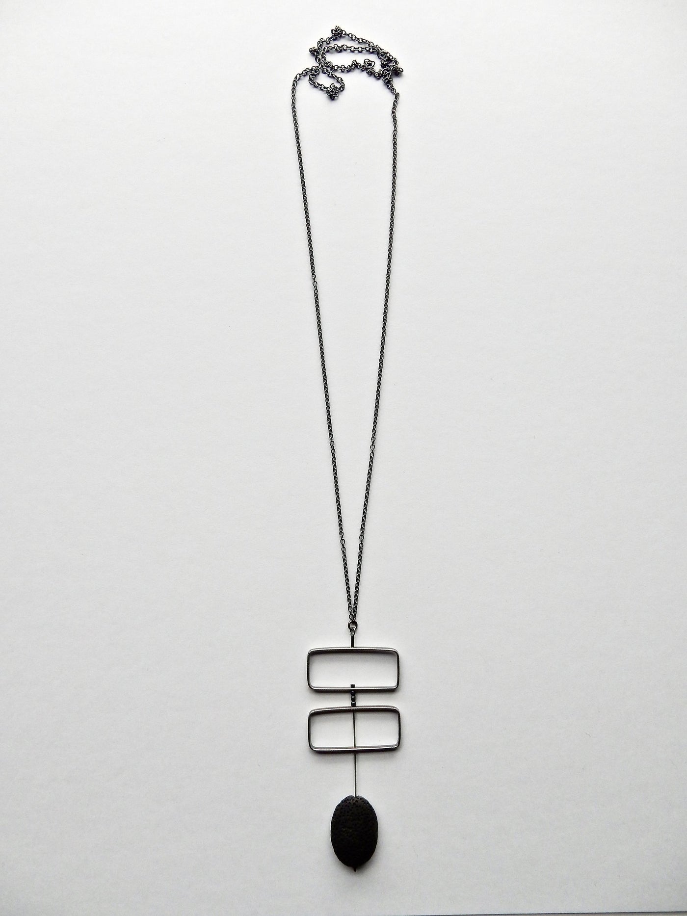 Lava & Silver Rectangles Necklace