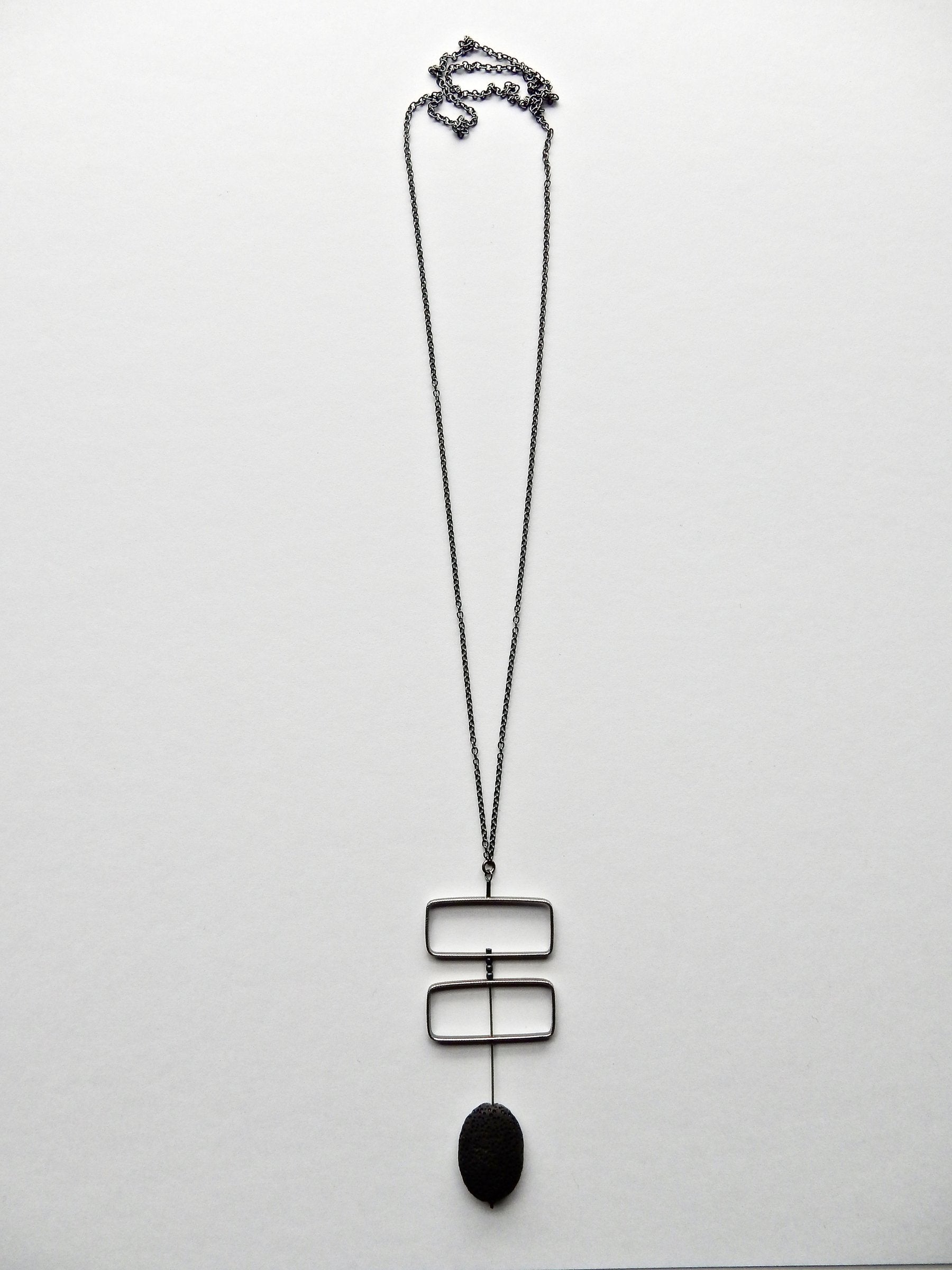 Lava & Silver Rectangles Necklace