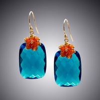 London Blue Quartz and Carnelian Earrings