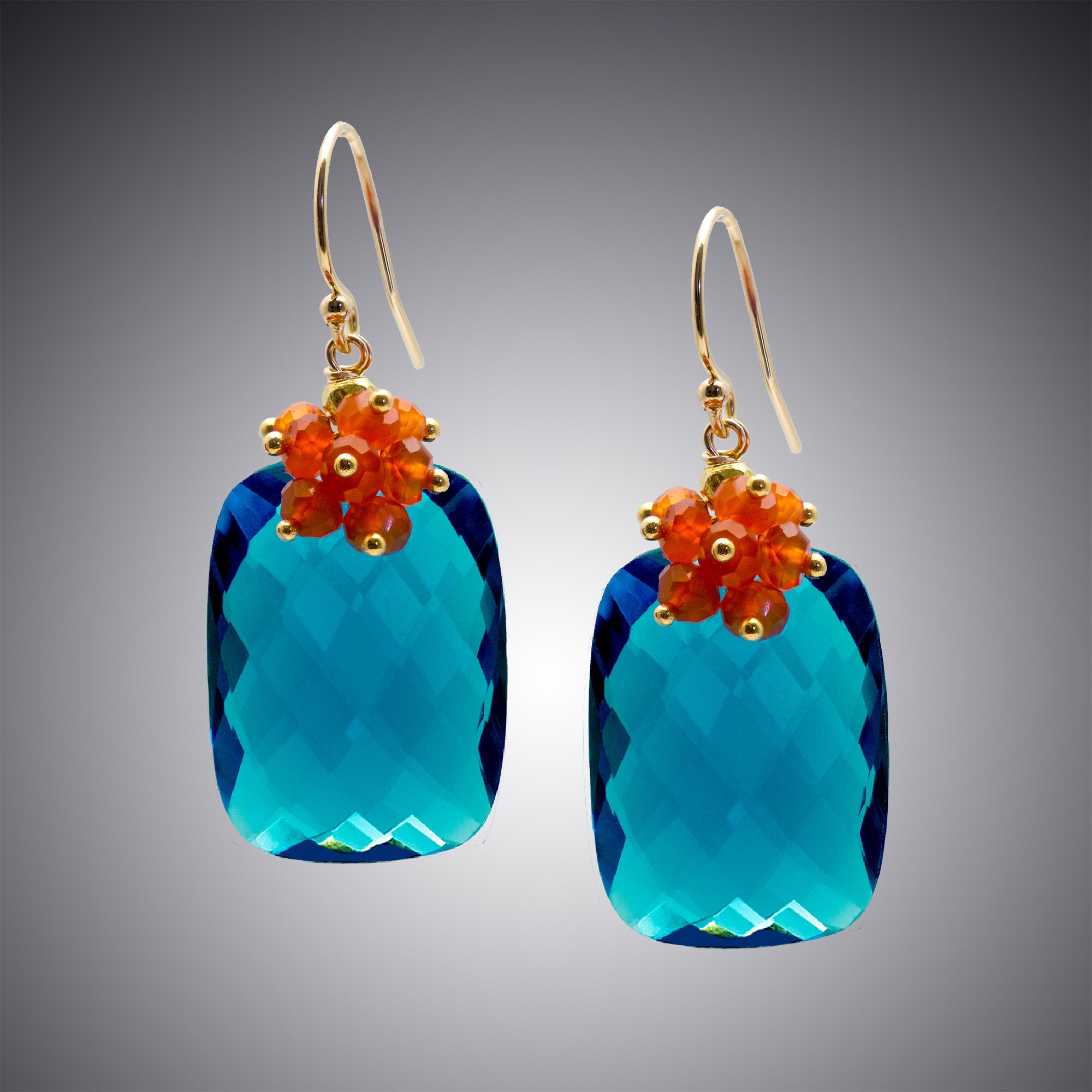 London Blue Quartz and Carnelian Earrings