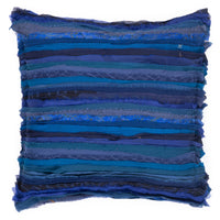 Blue Wavy Stripe Vintage Patch Pillow