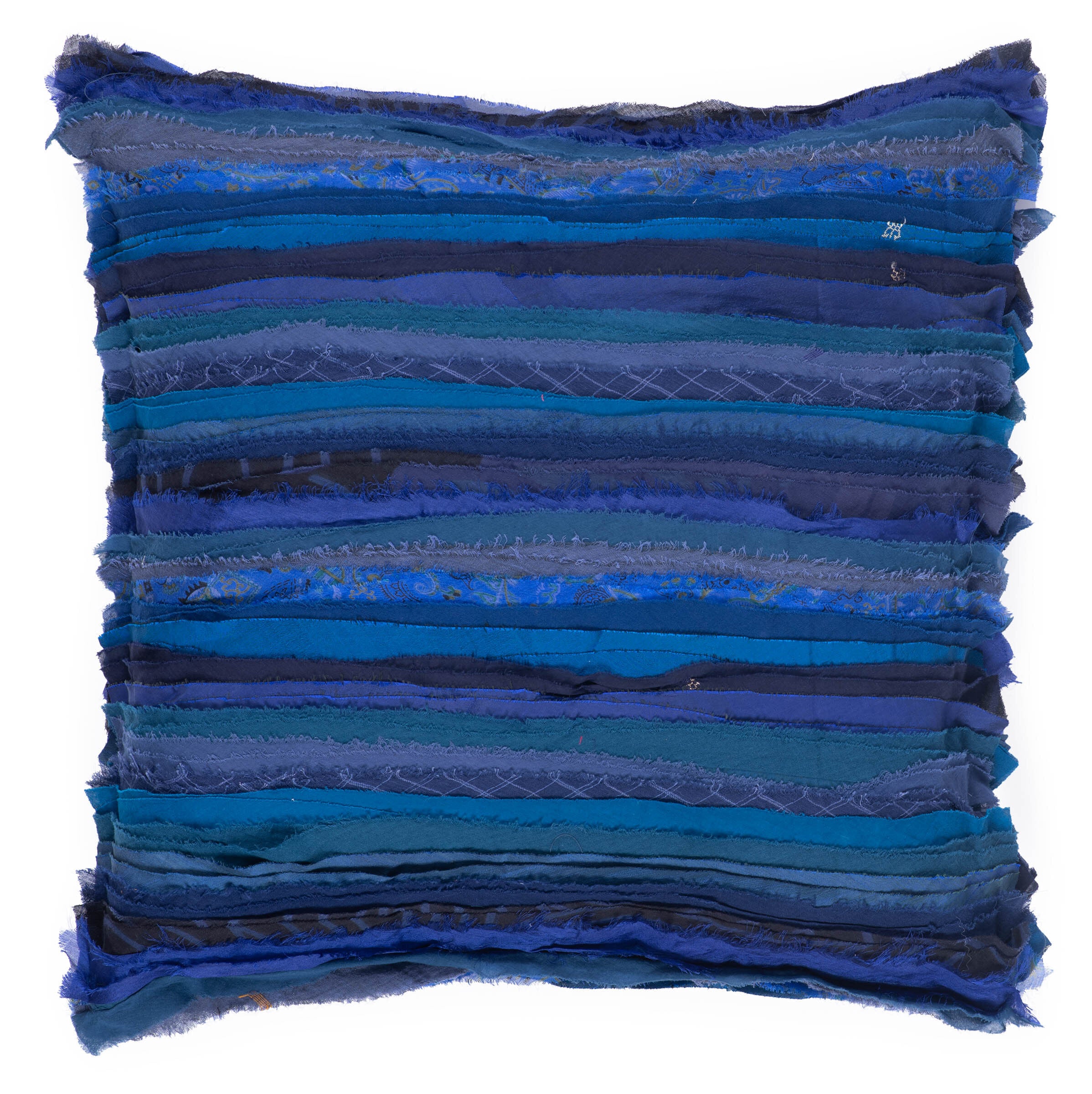Blue Wavy Stripe Vintage Patch Pillow