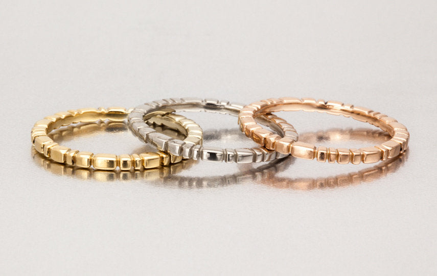 left to right: yellow, white, pink gold, all 2mm