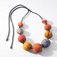 Earth Tones Silk Kantha Nuts Necklace