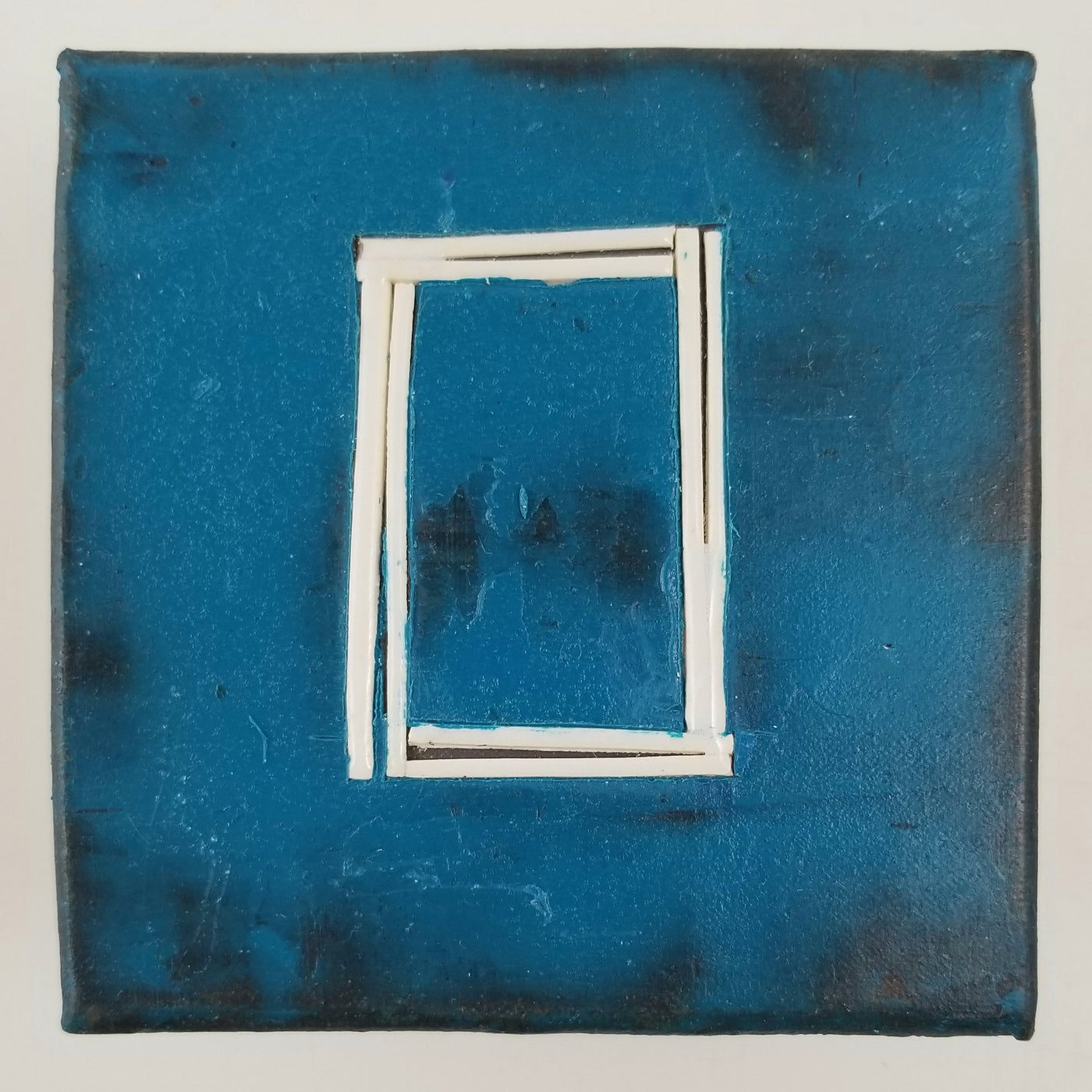 White Rectangle on Teal