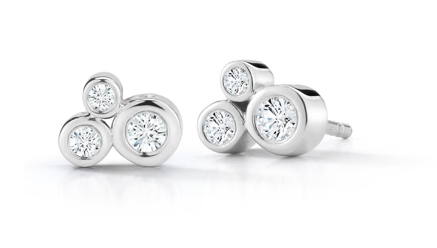 Scribble Cluster Diamond Stud Earrings
