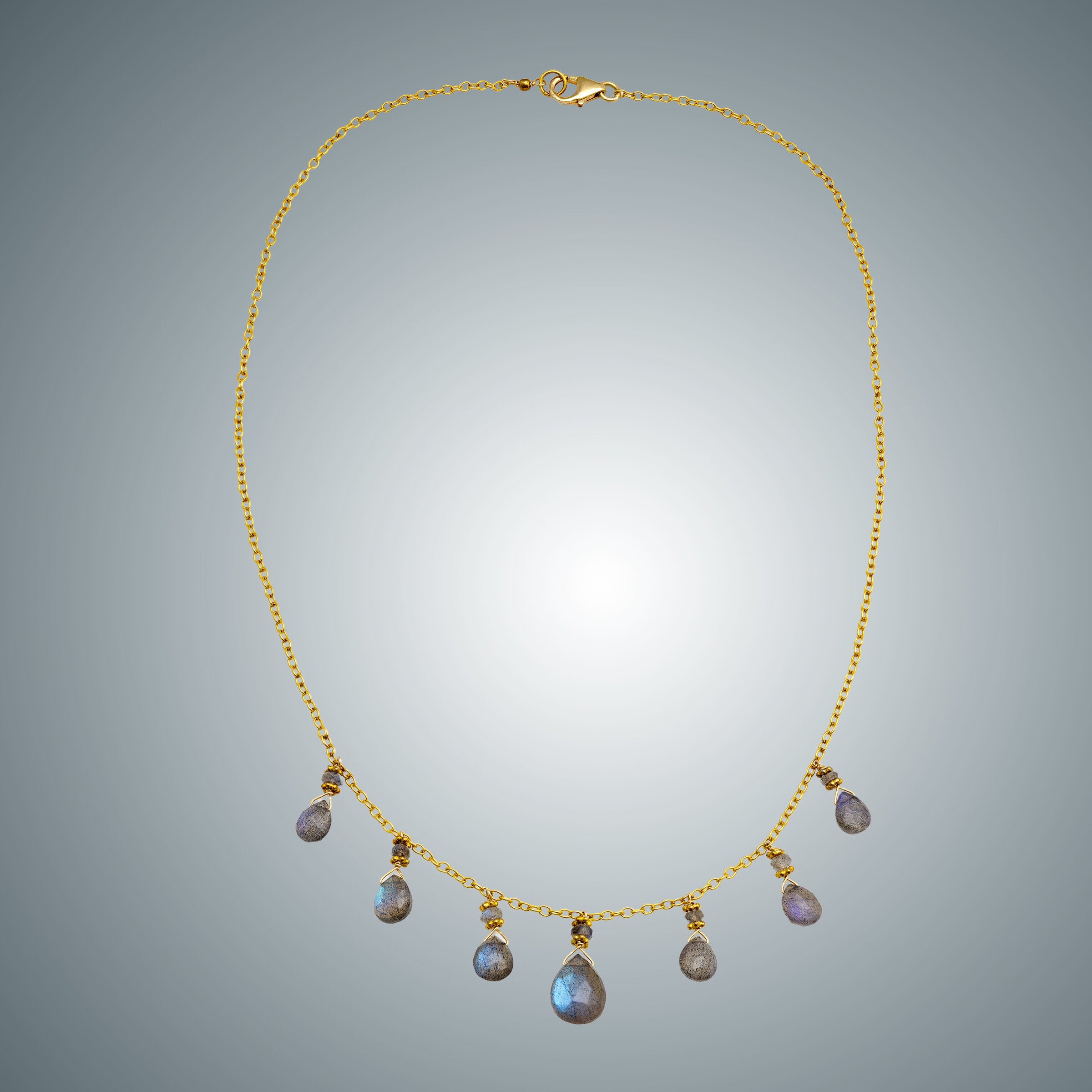 Labradorite Teardrops & Gold-filled Chain Necklace