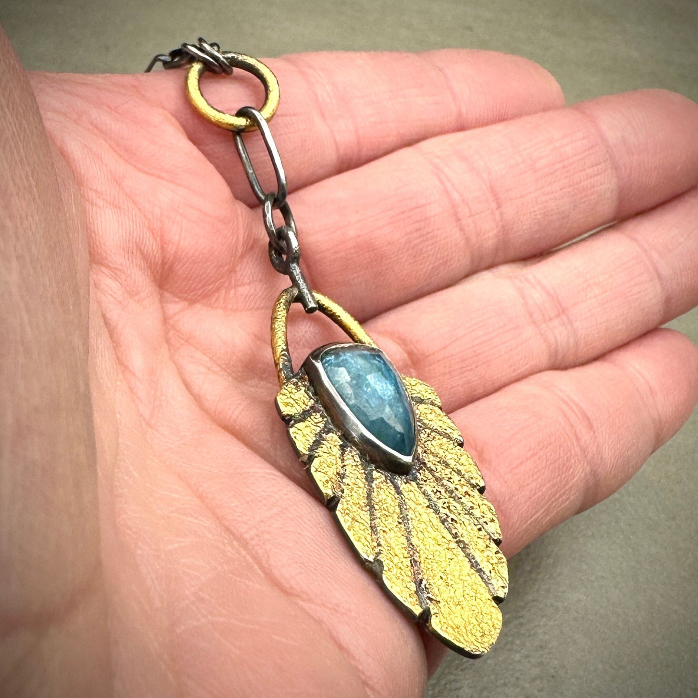 Teal Kyanite Sunburst Pendant