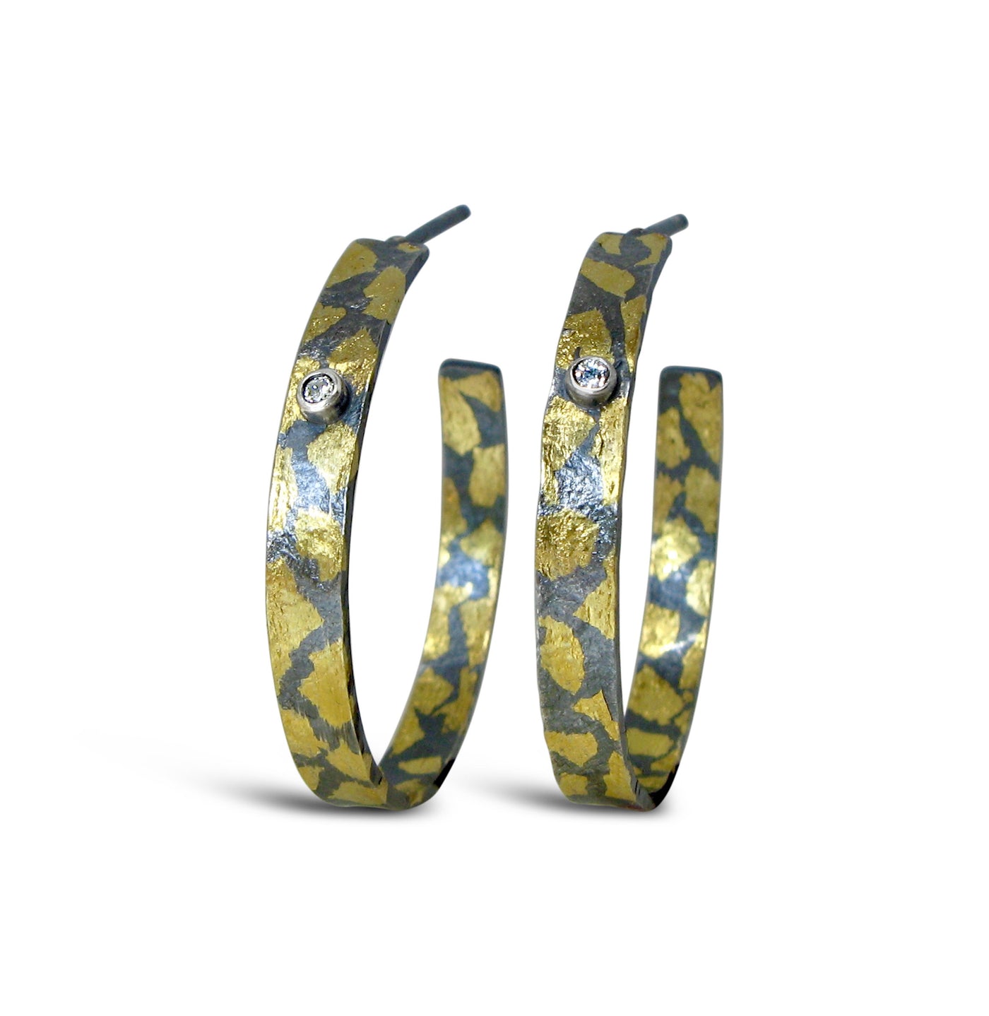 Speckled Hoop Earrings with Diamonds
