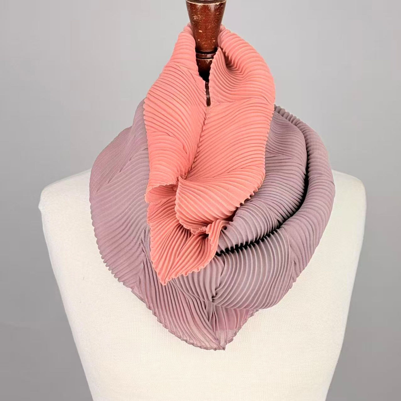 Pleated Silk Loop Scarf