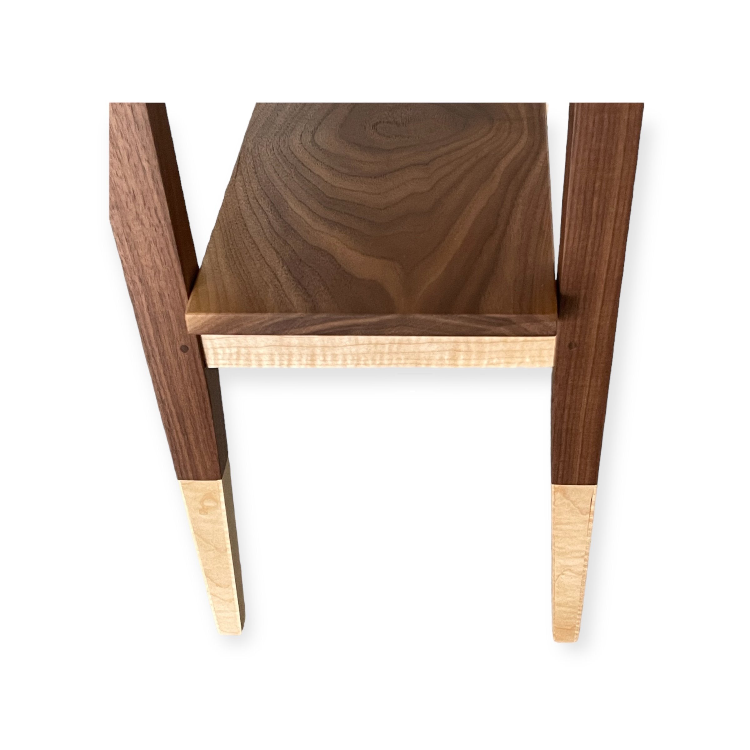 Walnut and Tiger Maple Console Table with Shelf