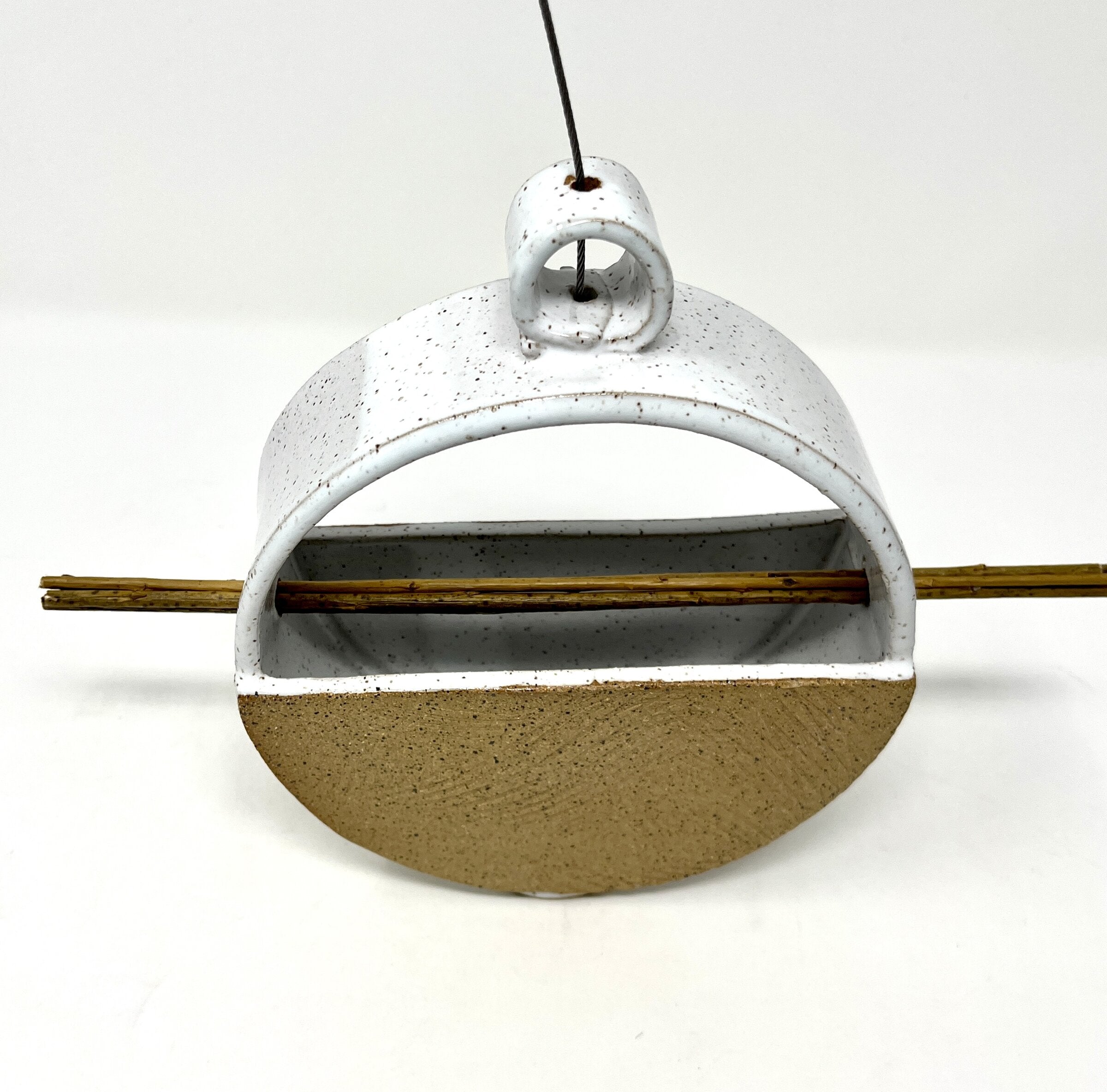 Natural Stoneware Circle Bird Feeder