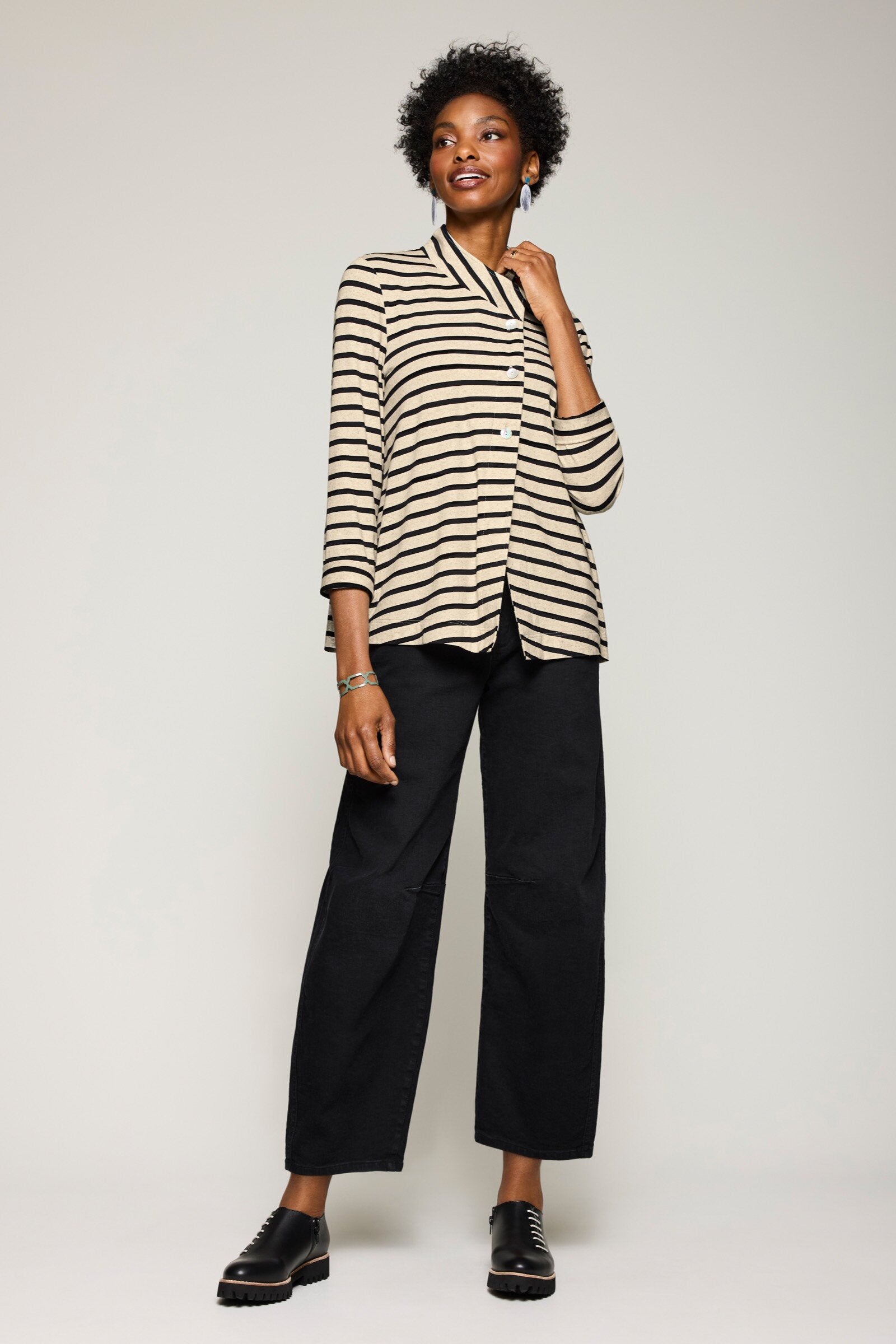 Striped Button Front Jacket