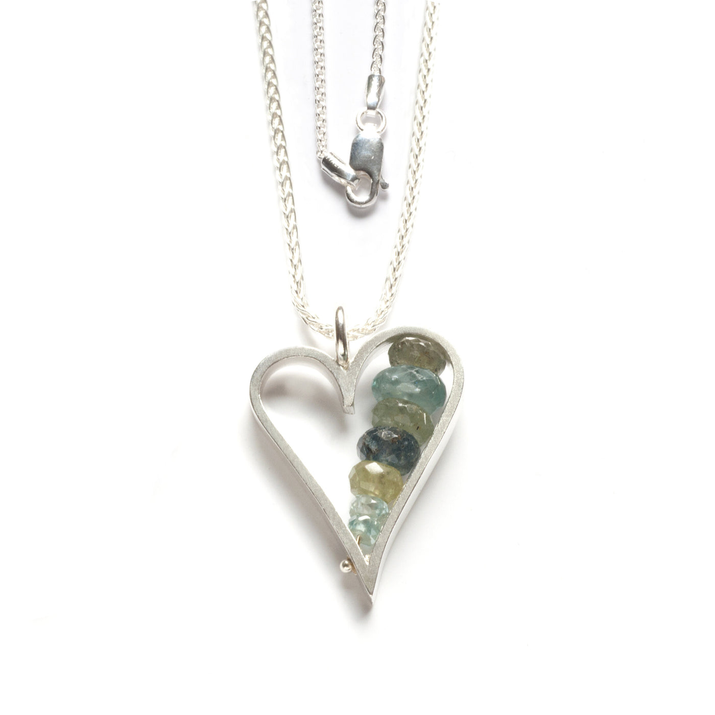 Bright Silver & Moss Aquamarine