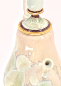 Miniature Beige & Lime Green Crystalline Teapot