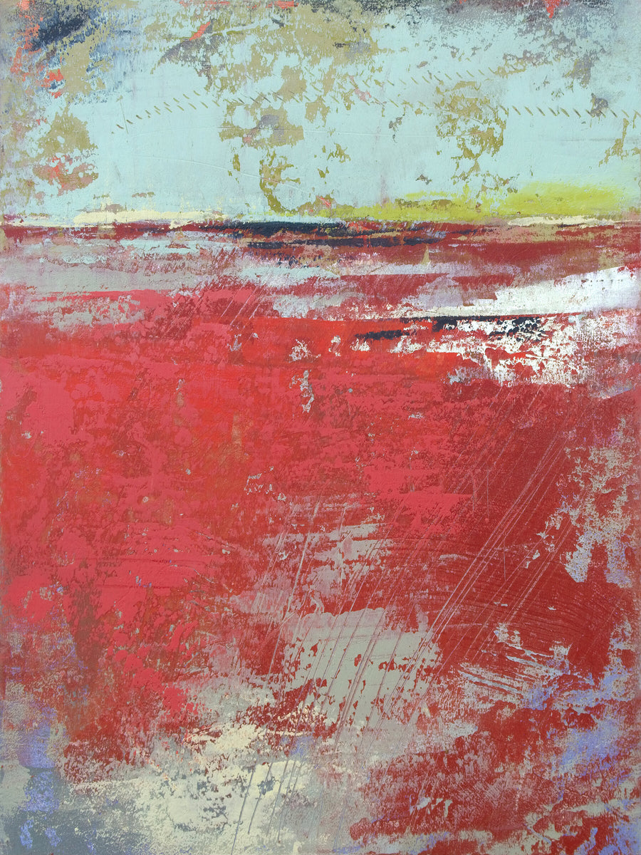 Cerise Harbor red coastal abstract art 30x40"