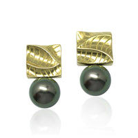 Small Puzzle Square Pearl Earrings