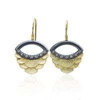 Evil Eye Halo Earrings with Gold Feathers