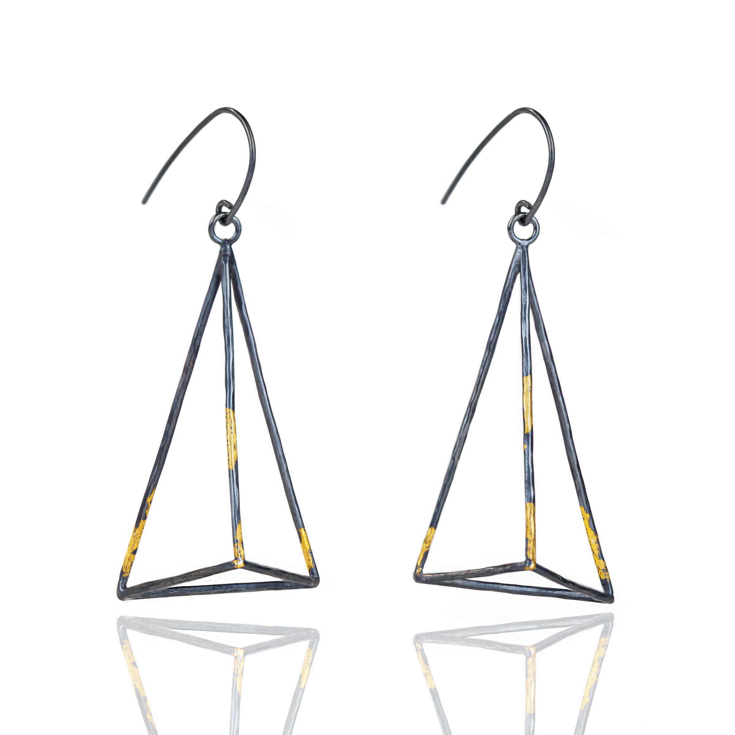 3D Triangle Dangle Earrings