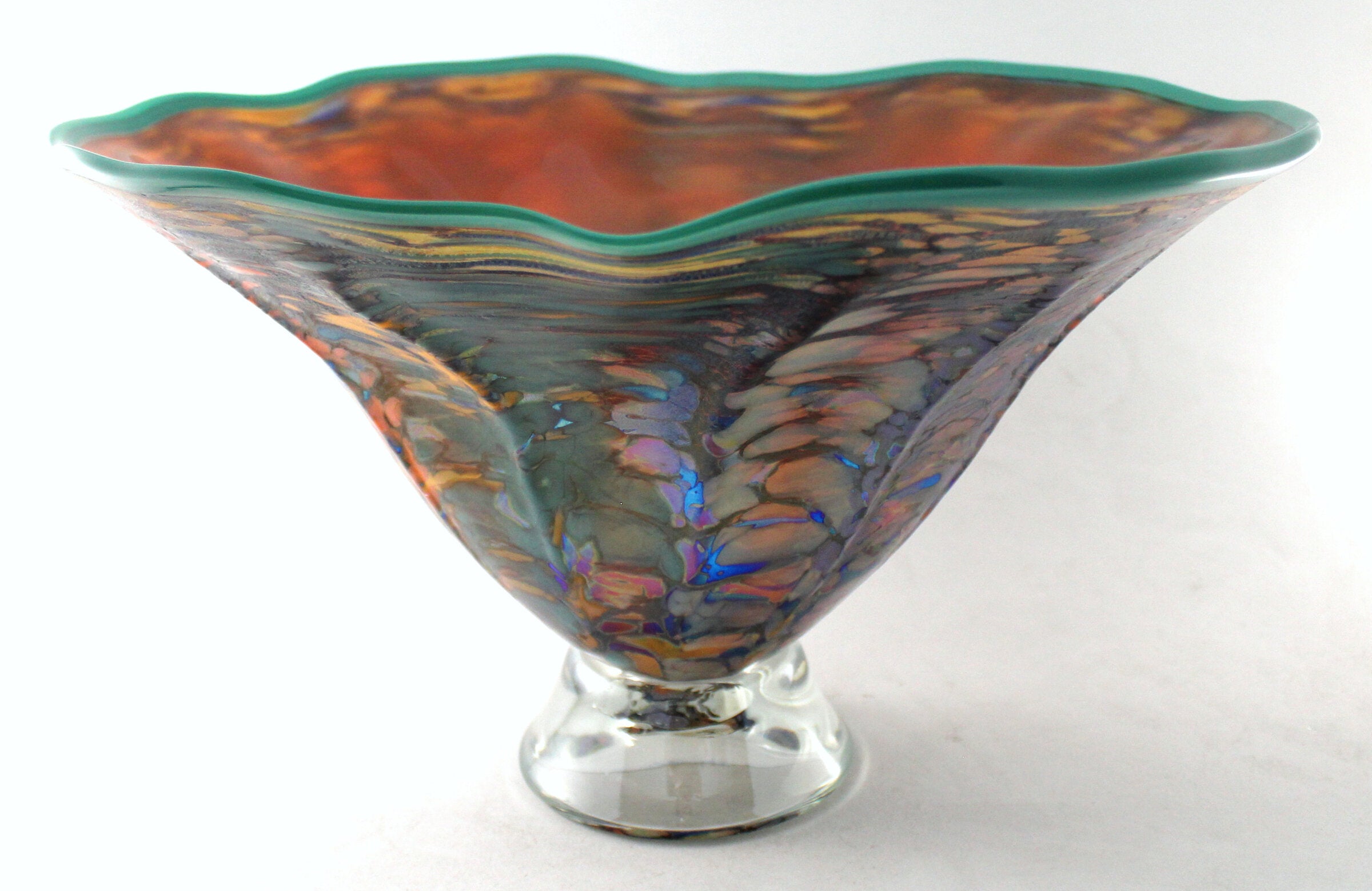 Fluted Peach Seashell Footed Bowl