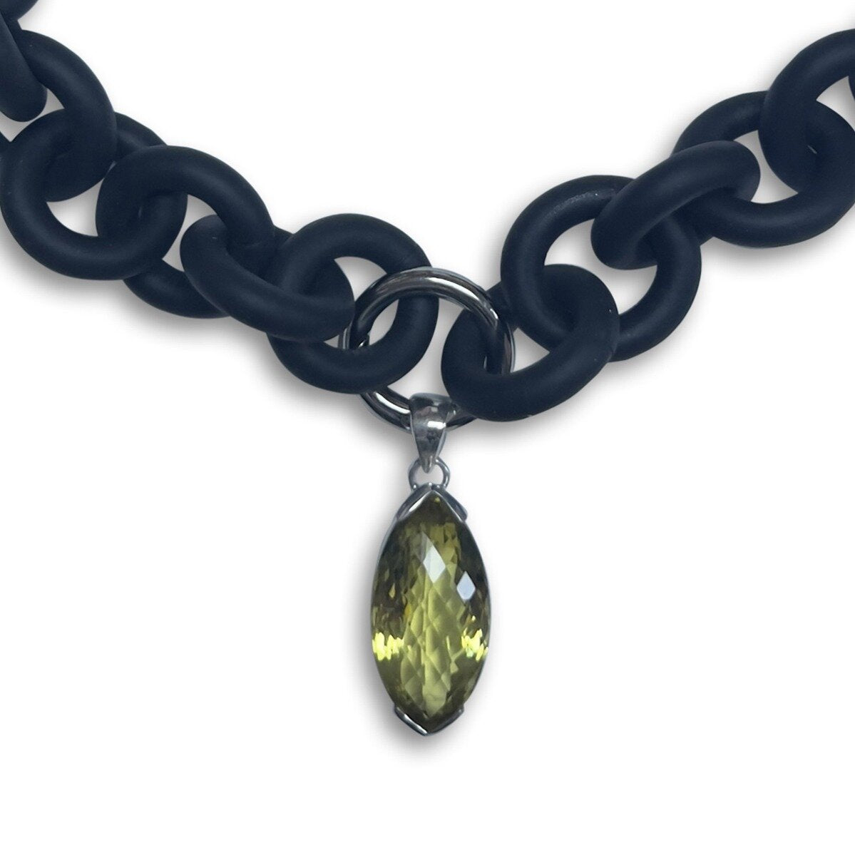 Eye-Shaped Lemon Topaz Drop Necklace