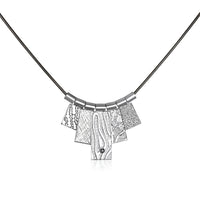 White Rhodium 5 Tab Necklace