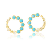 Small Sun, Moon & Turquoise Circle Earrings