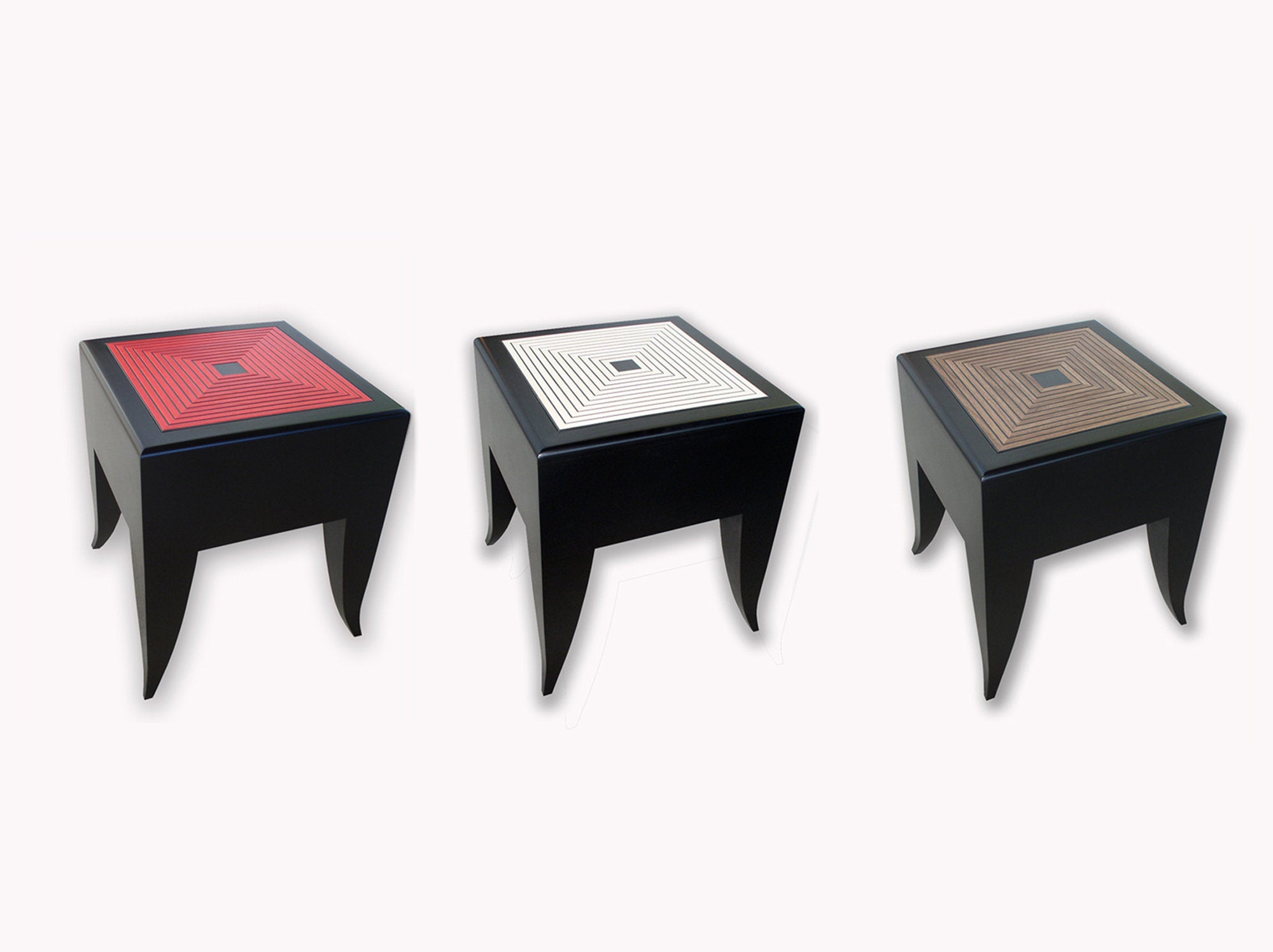 left to right: red koto, maple, walnut