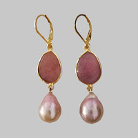 Large Pink Sapphire & Edison Drop Earrings