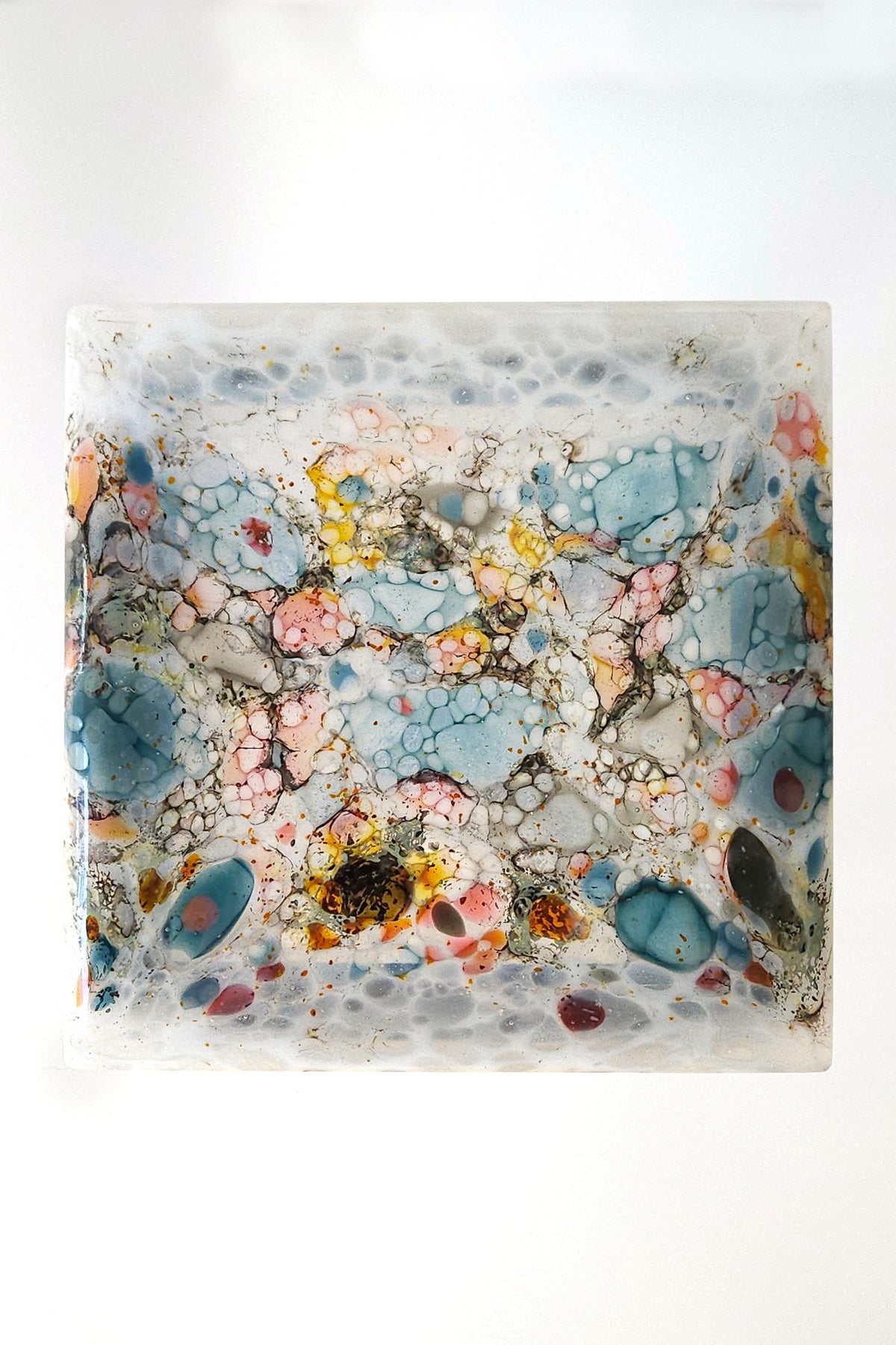 Sunset Coral Glass Table