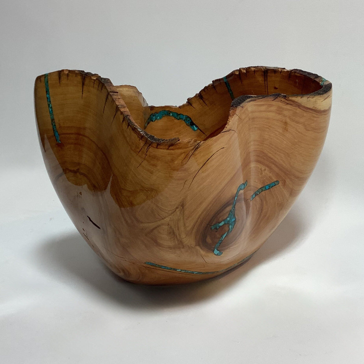 Juniper Small Carved Bowl with Turquoise