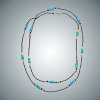 Turquoise, Ruby, Citrine & Sterling Necklace