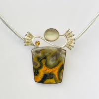 Scroll Silver & Gemstones Pendant