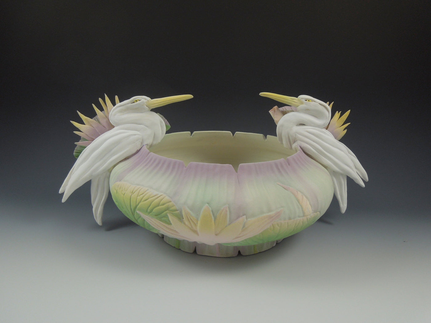 Two Heron Waterlily Vessel