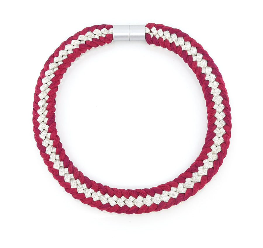 Bright Silver and Cherry Red Necklace