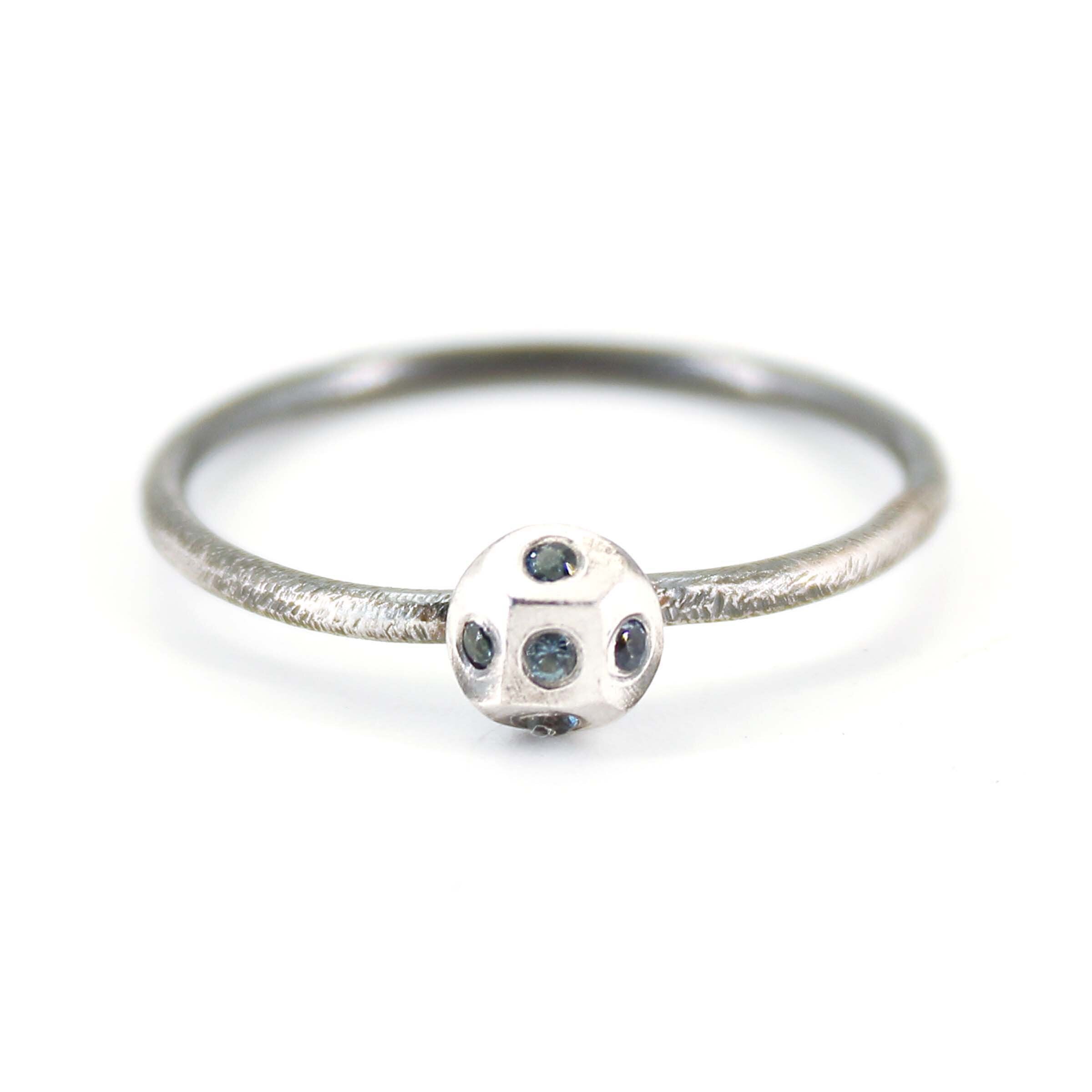 Faceted Blue Sapphire Stacking ring
