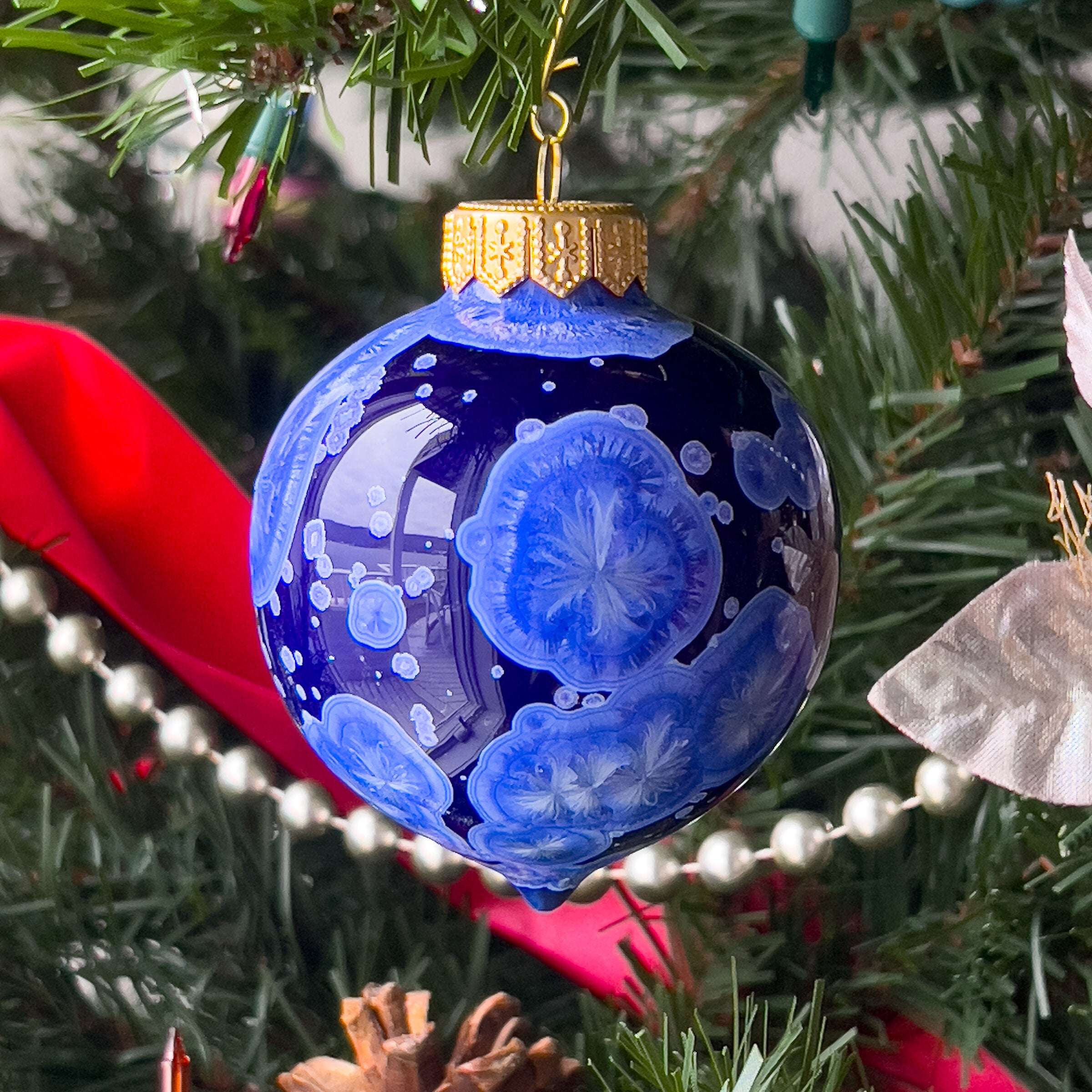 Crystalline Bauble Ornament, Cobalt Ocean