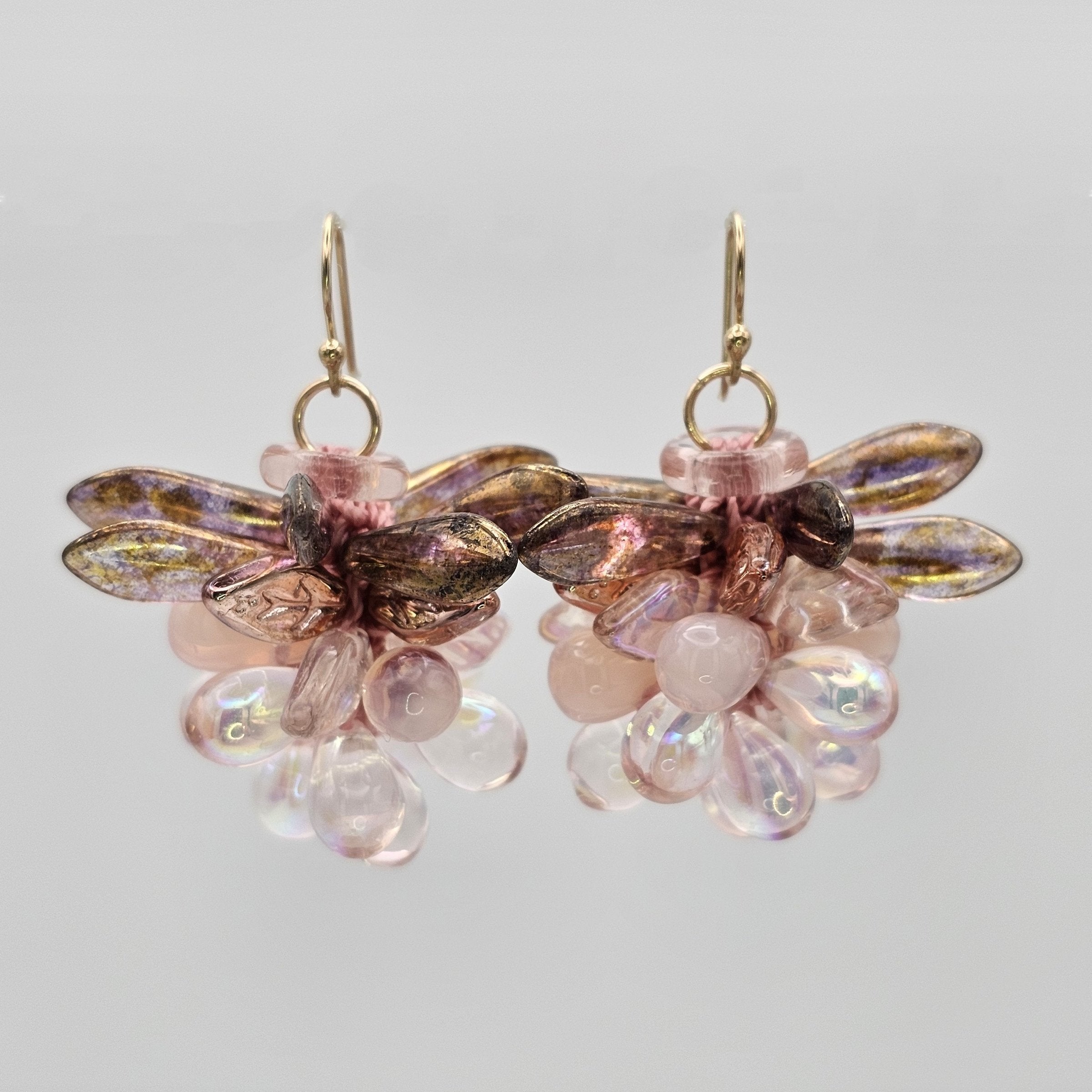 Pink Cluster Earrings