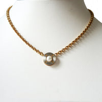 Platinum and Pearl Riveted Pendant