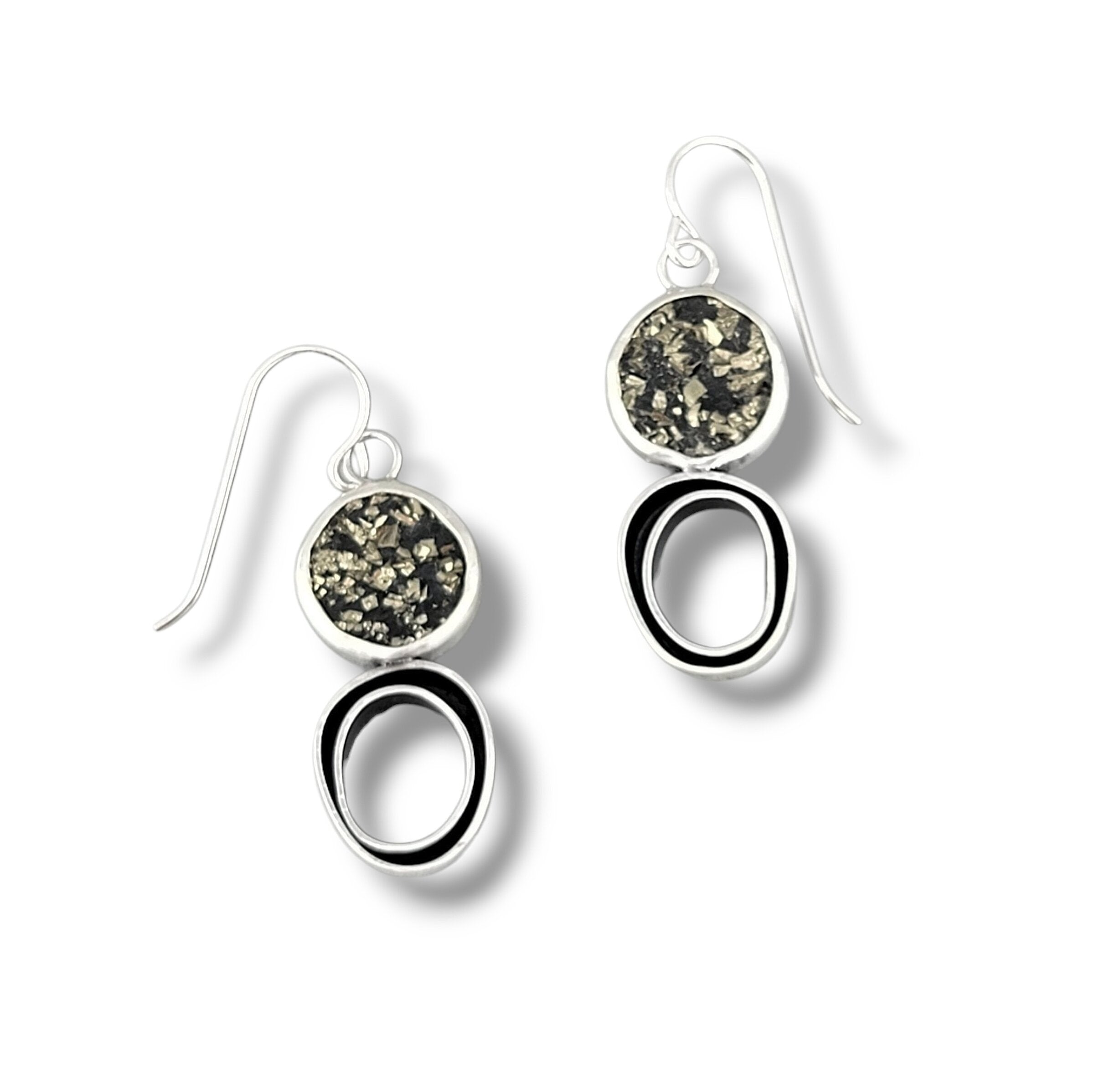 Pyrite-in-Slate Organic Earrings
