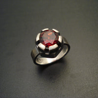Fortress Ring with Garnet