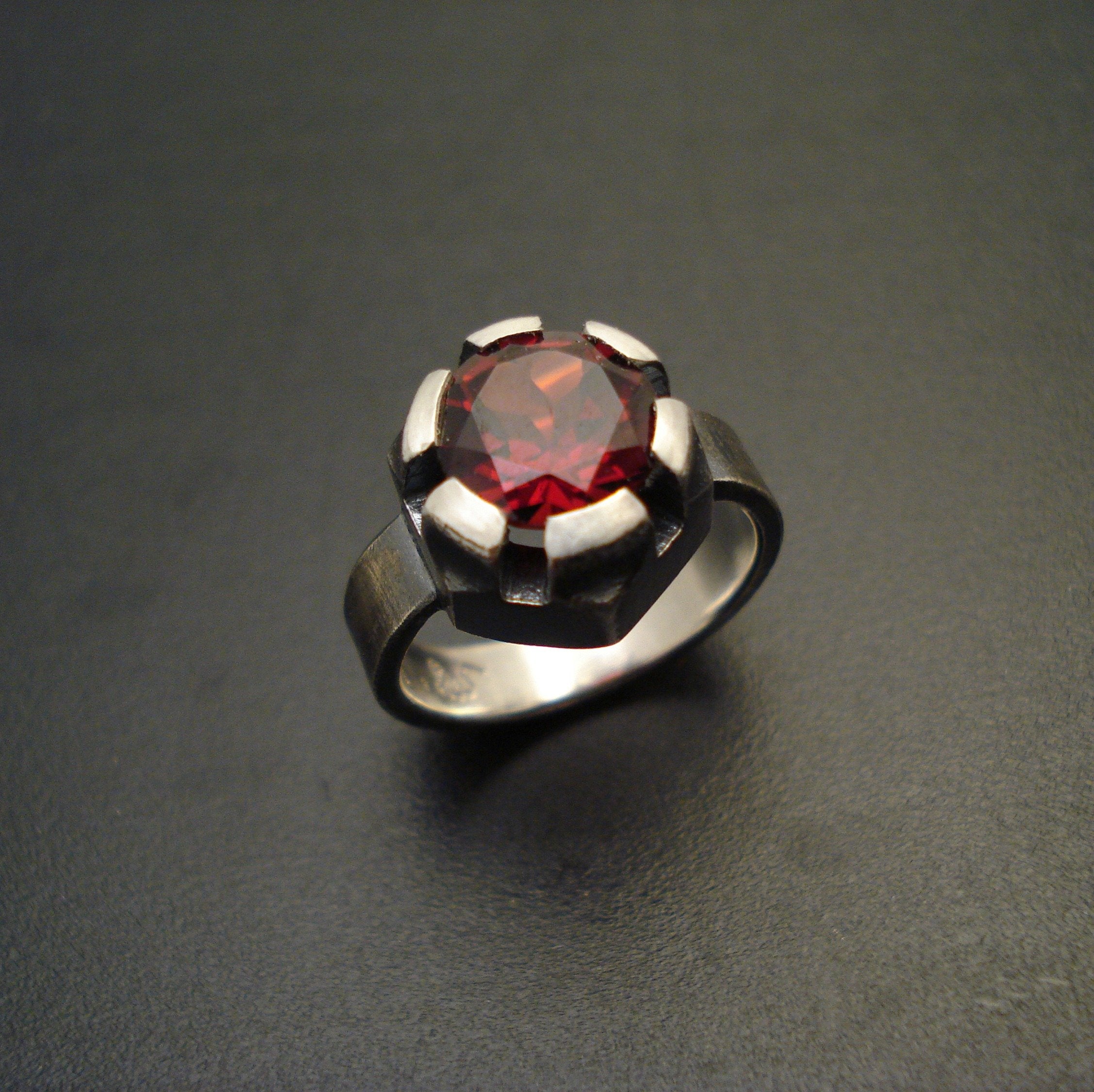 Fortress Ring with Garnet