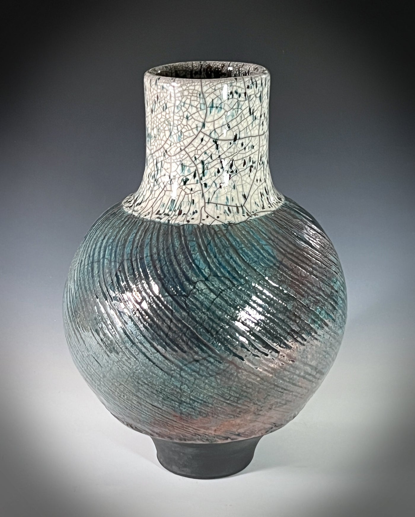 Copper Spiral Raku Vase