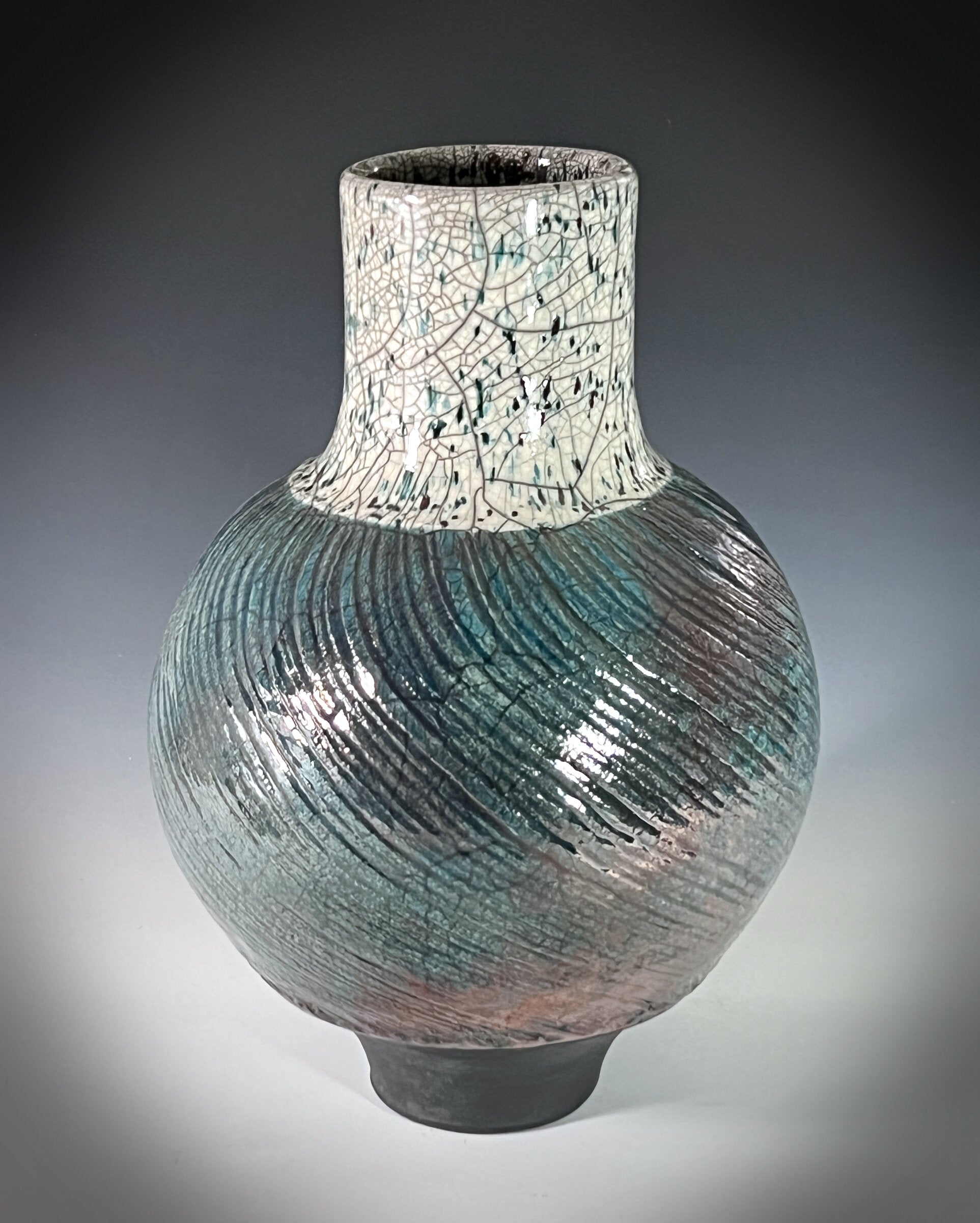Copper Spiral Raku Vase