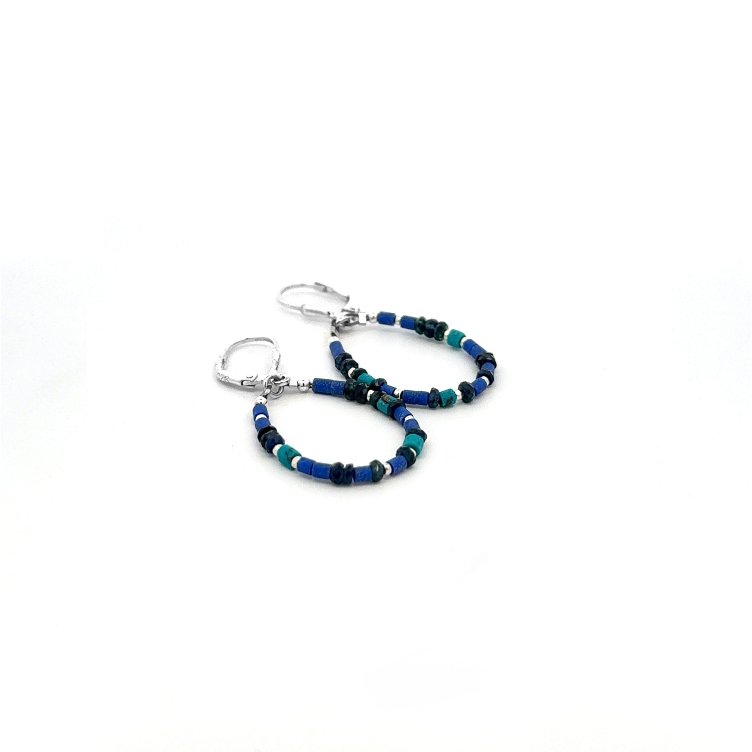 Lapis, Turquoise & Sapphire Earrings II