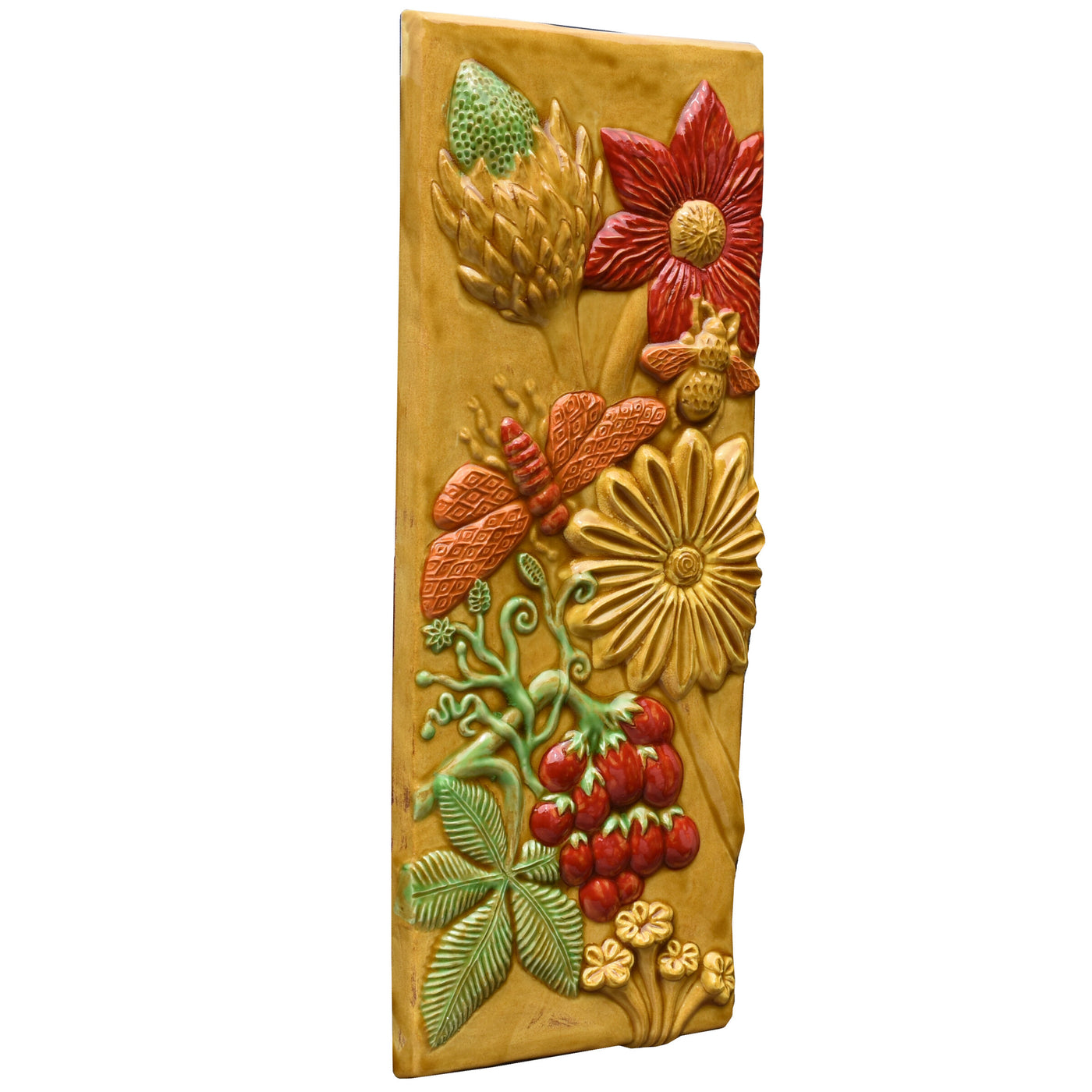 Botanical Tile in Amber, Yellow, Red, and Green