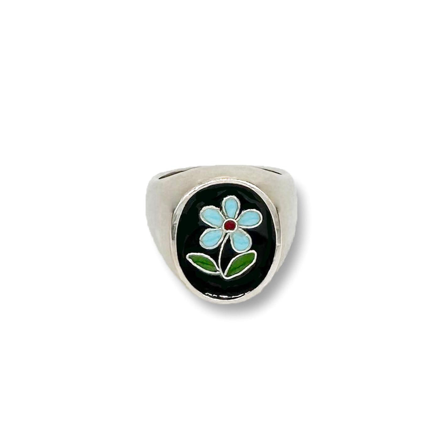 Oval Blue Flower Ring