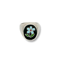 Oval Blue Flower Ring