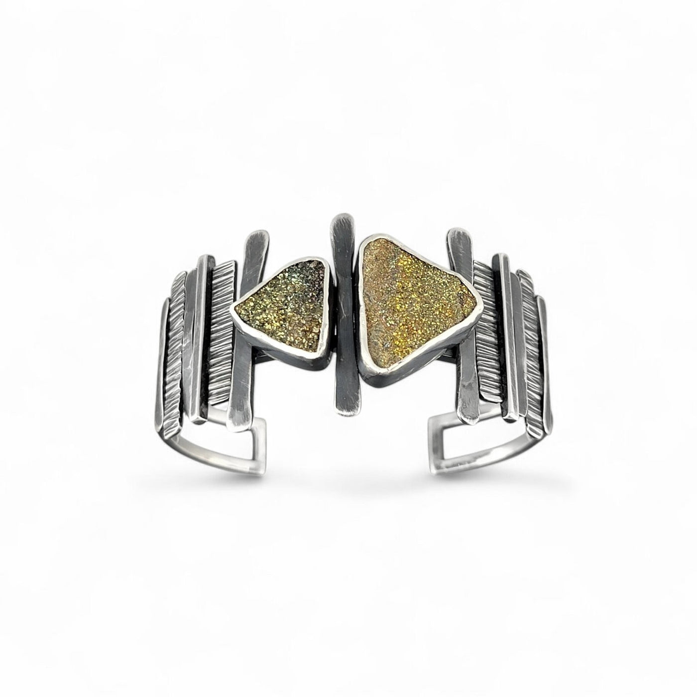 Rainbow Pyrite Hammered Cuff